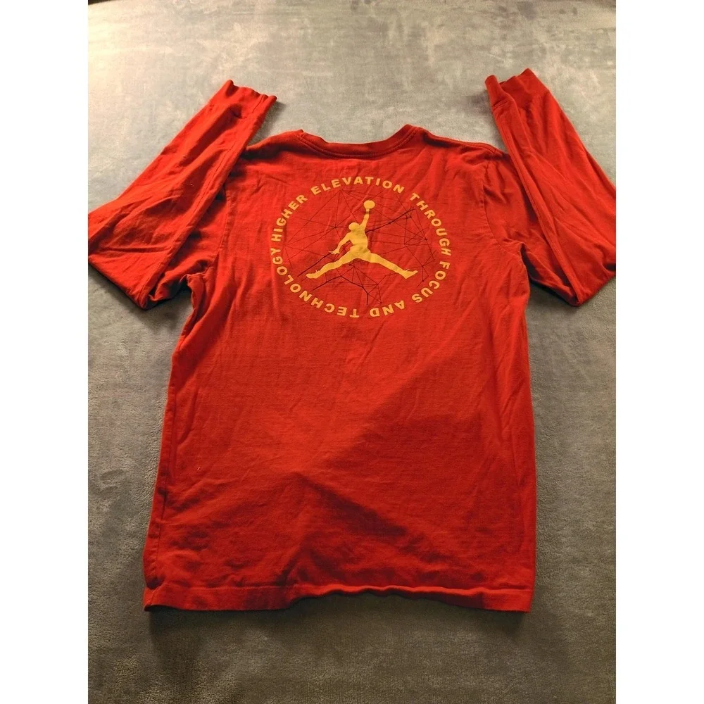 Jordan Shirt Mens Medium Orange Mind Over Matter Long Sleeve Graphic Tee Jumpman